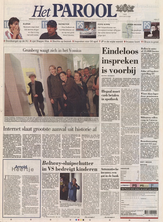 Dalla pubblicazione del romanzo Lunedì Blu, Grunberg comparse regolarmente sul giornale Het Parool.